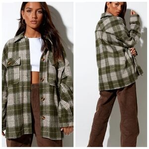 Motel Marcel Shirt Check Light Green size Large Oversized Grunge School Steeze